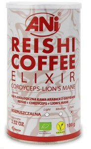 KAWA ROZPUSZCZALNA ARABICA Z GRZYBAMI REISHI + CORDYCEPS + LION'S MANE BIO 100 g - ANI