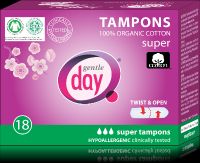 TAMPONY ZE 100 % BAWEŁNY EKOLOGICZNEJ - SUPER 18 szt. - GENTLE DAY