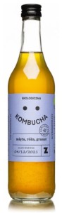 KOMBUCHA Z MIĘTĄ, RÓŻĄ I GRANATEM BIO 500 ml - DELIKATNA (ZAKWASOWNIA)