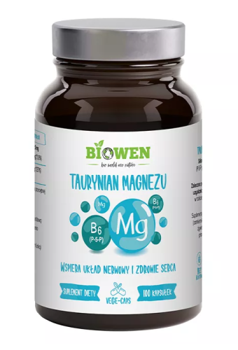 TAURYNIAN MAGNEZU + WITAMINA B6 BEZGLUTENOWY 100 KAPSUŁEK - HEMPKING (BIOWEN)