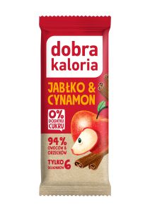BATON DAKTYLOWY JABŁKO & CYNAMON BEZ DODATKU CUKRÓW 35 g - DOBRA KALORIA